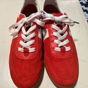Boden Suede Red and White Sneakers Classic Retro Design